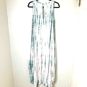 Young Fabulous & Broke - medium - maxi trapeze tie dye sleeveless white dress
